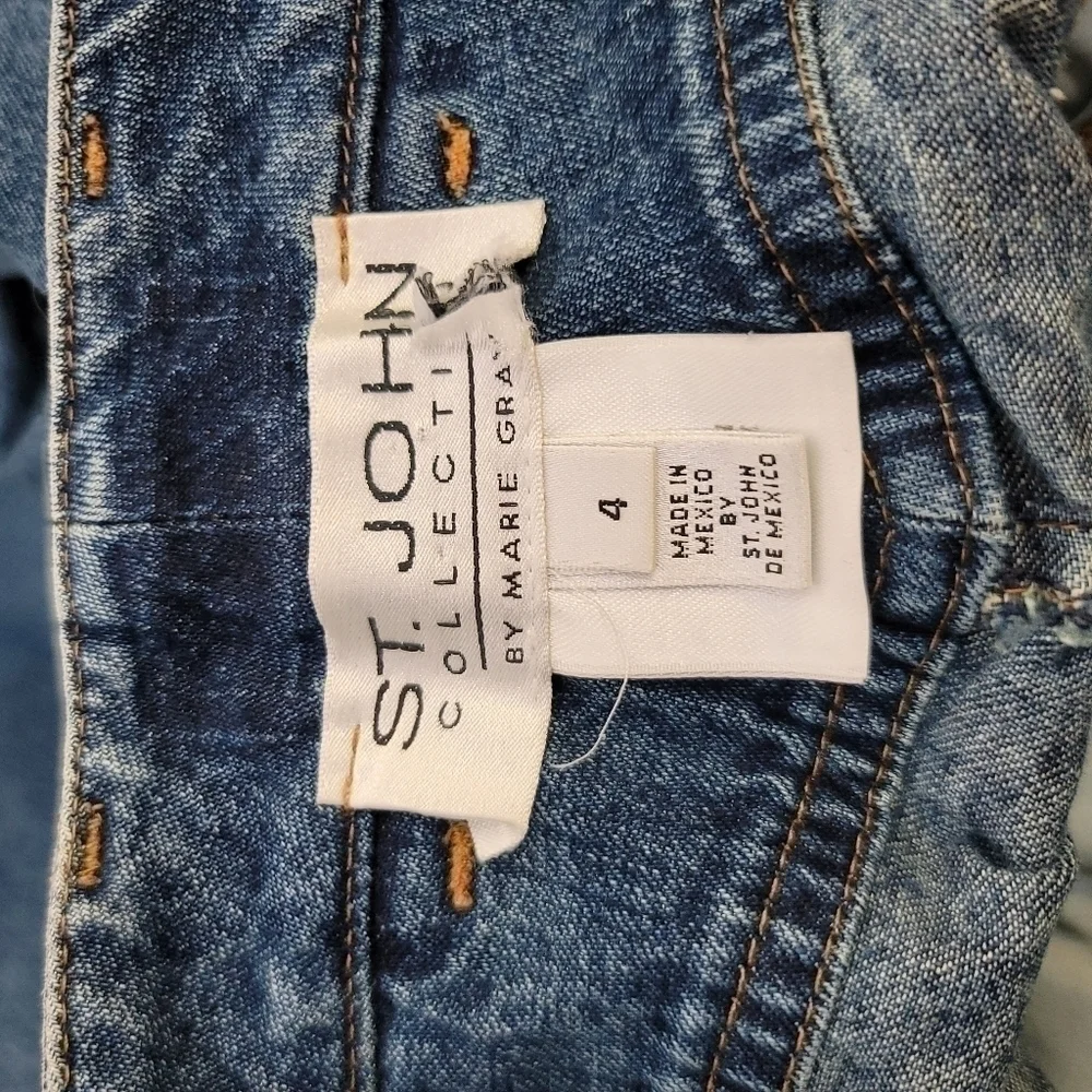 ST. JOHN COLLECTION BY MARIE GRAY VINTAGE WIDE CROP JEANS, SZ 4